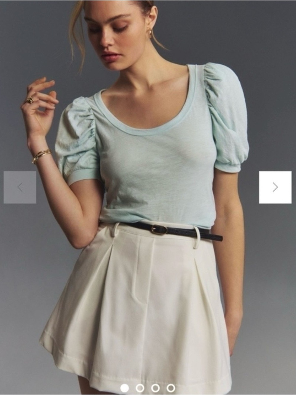 Anthropologie Puff-Sleeve Scoop-Neck Top